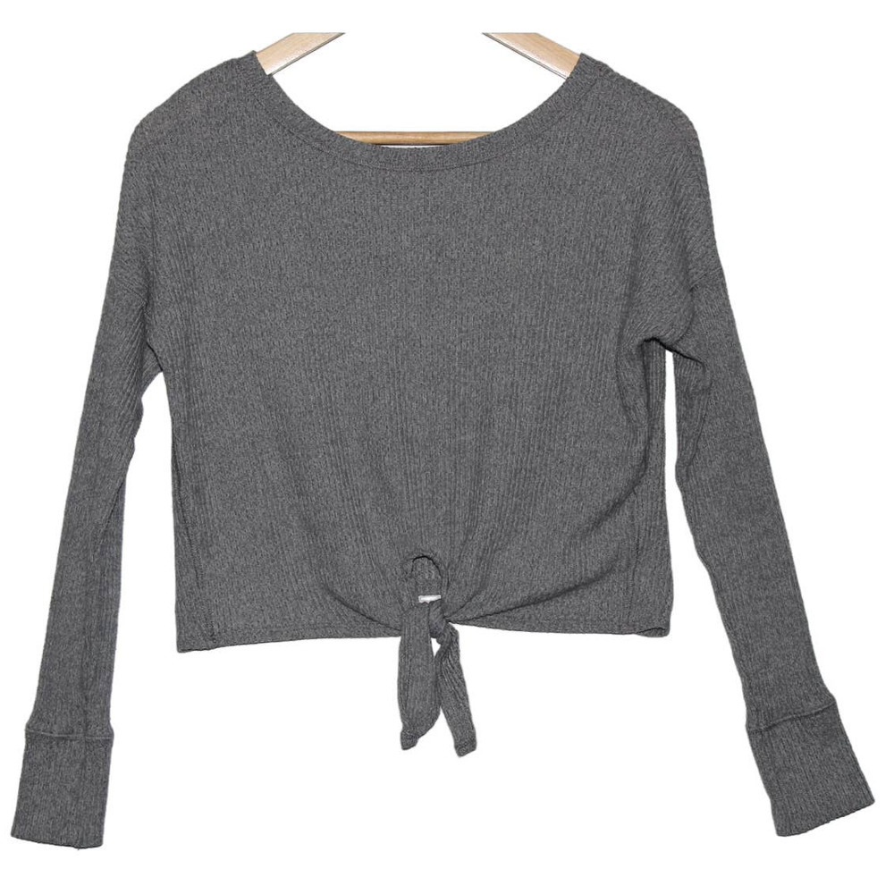 Women's Abercrombie & Fitch Heather Gray Knit Cropped Crewneck Sweater Size XXS